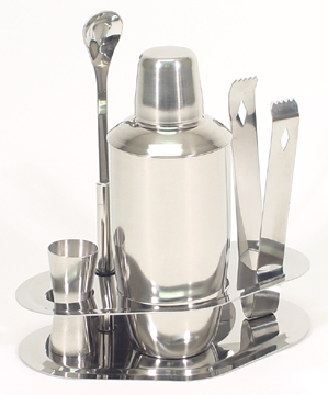 Five Piece Polished Stainless Steel Bar Set
