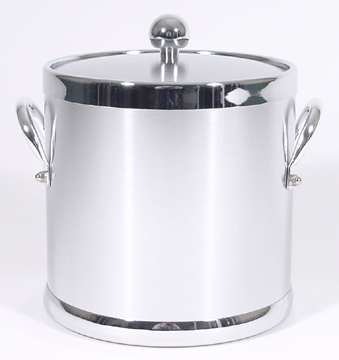 Brushed Chrome Insulated Ice Bucket with Side Handles