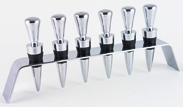 Chrome Raindrop Shaped Bottle Stopper Set with Stand
