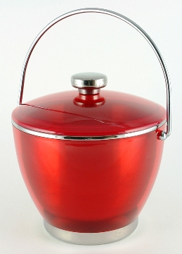 Red Colored Acrylic and Stainless Ice Bucket